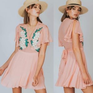 Cleobella Lillian Pink Embroidered Wrap Dress